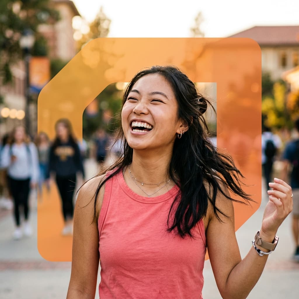 Student laughing